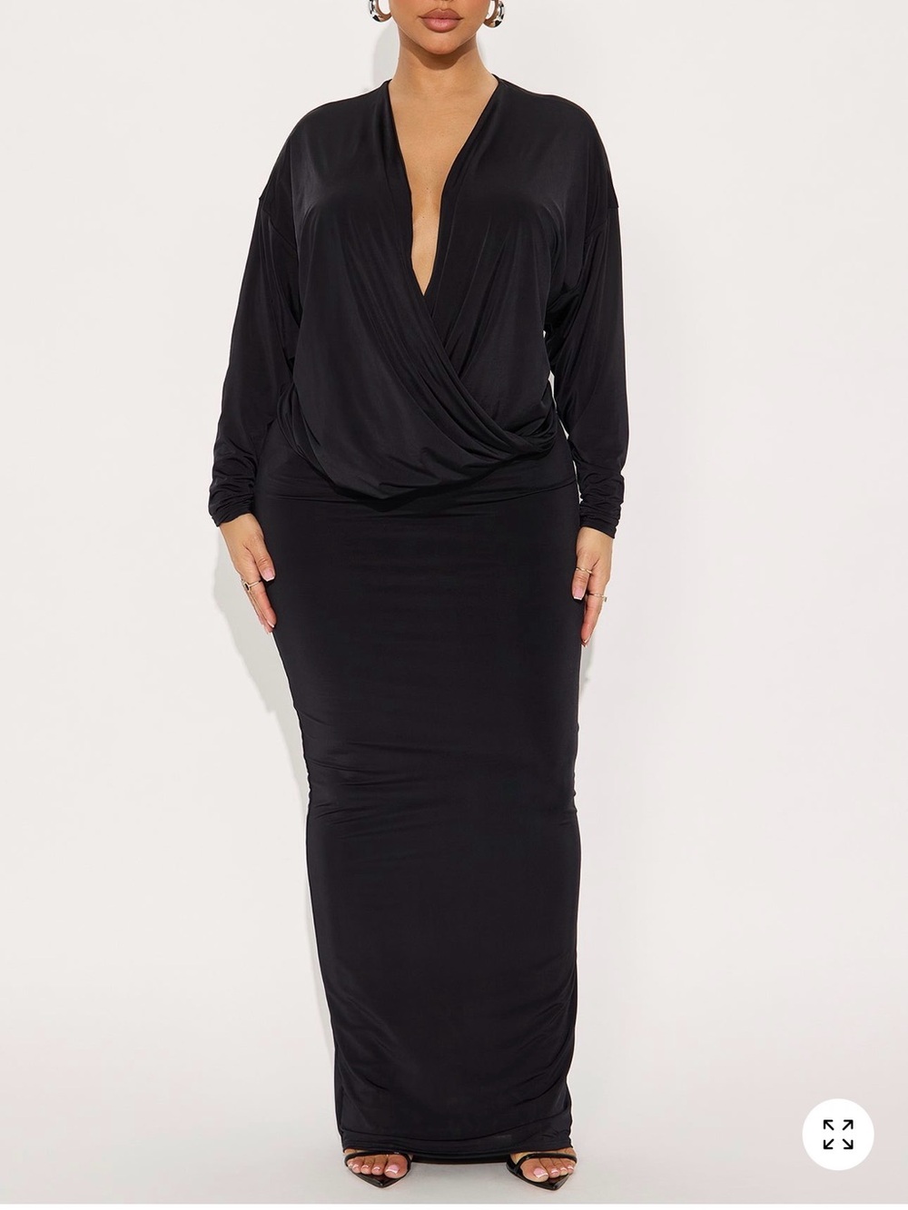 Fashion Nova Surplice Long Sleeve Black Maxi Dress